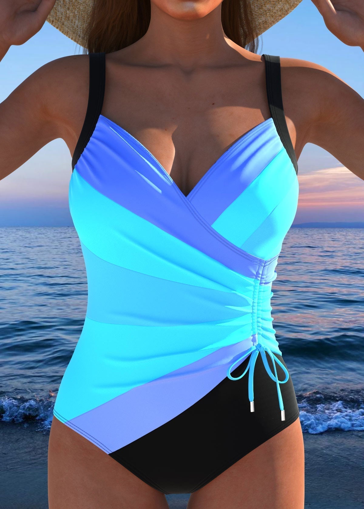 Costume da bagno incrociato di lusso con stampa colorata