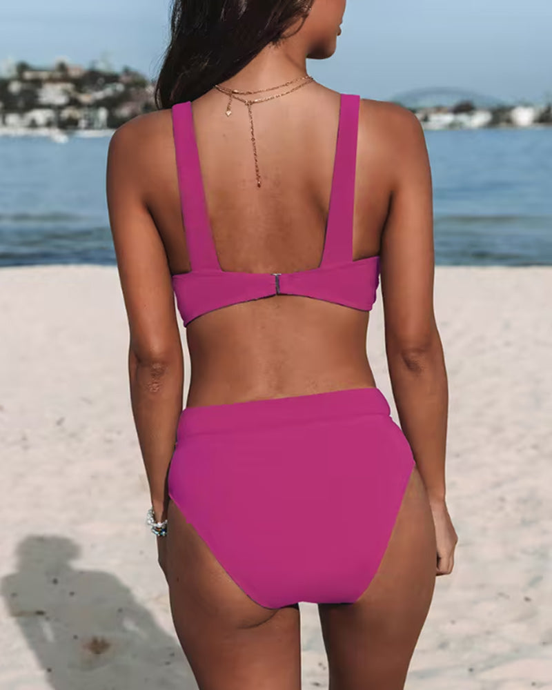Hilde - Costume da bagno a tinta unita a vita alta