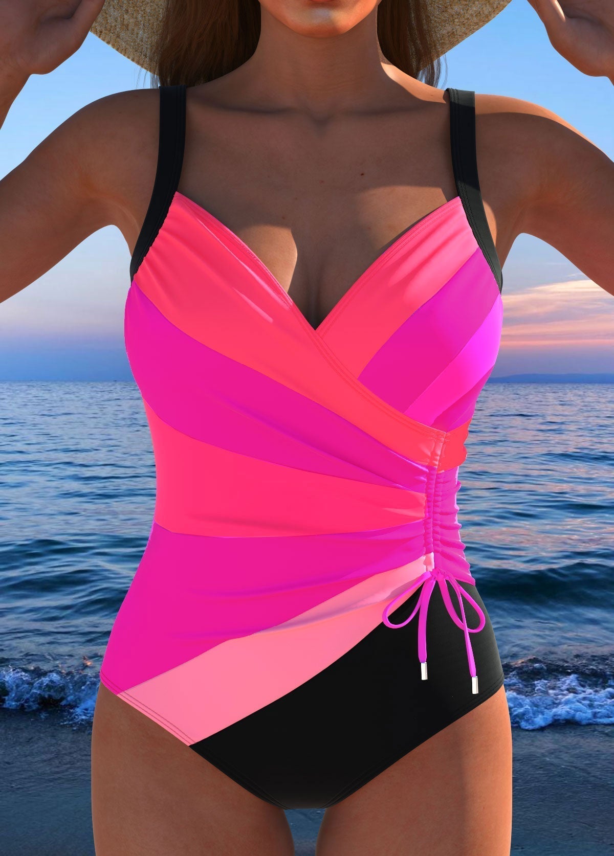 Costume da bagno incrociato di lusso con stampa colorata