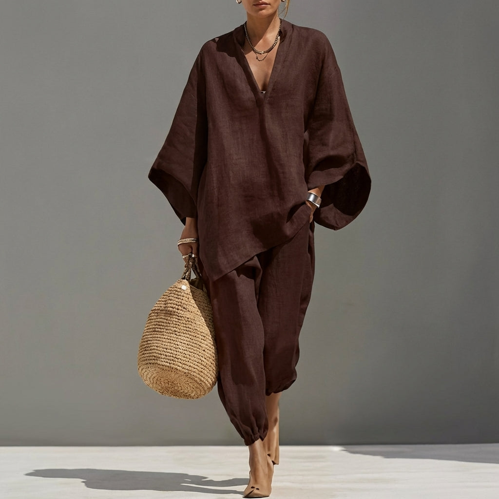Marina | Completo due pezzi casual da donna con scollo a V