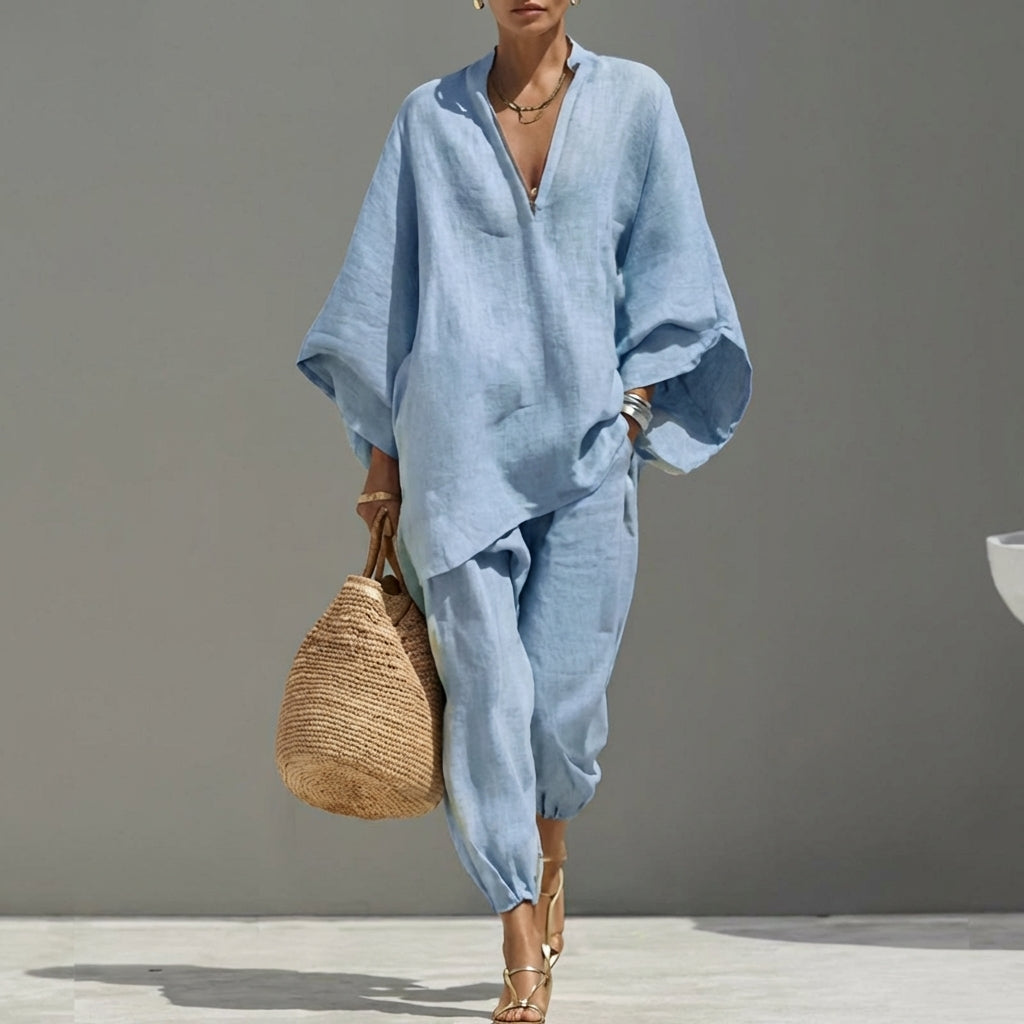 Marina | Completo due pezzi casual da donna con scollo a V