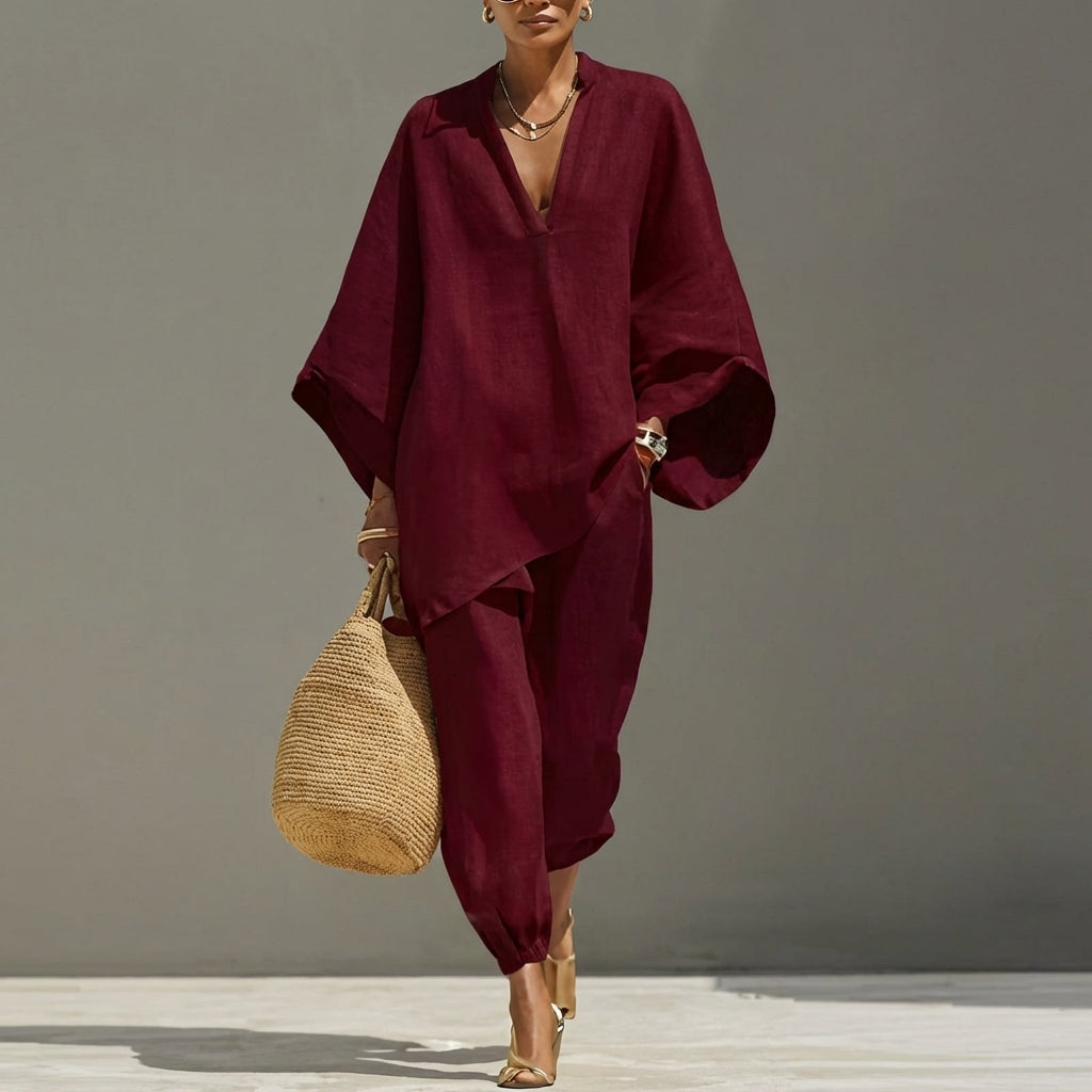 Marina | Completo due pezzi casual da donna con scollo a V
