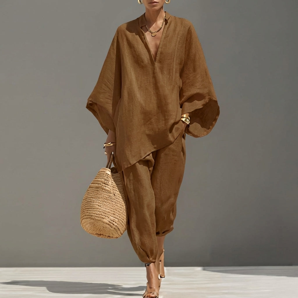 Marina | Completo due pezzi casual da donna con scollo a V