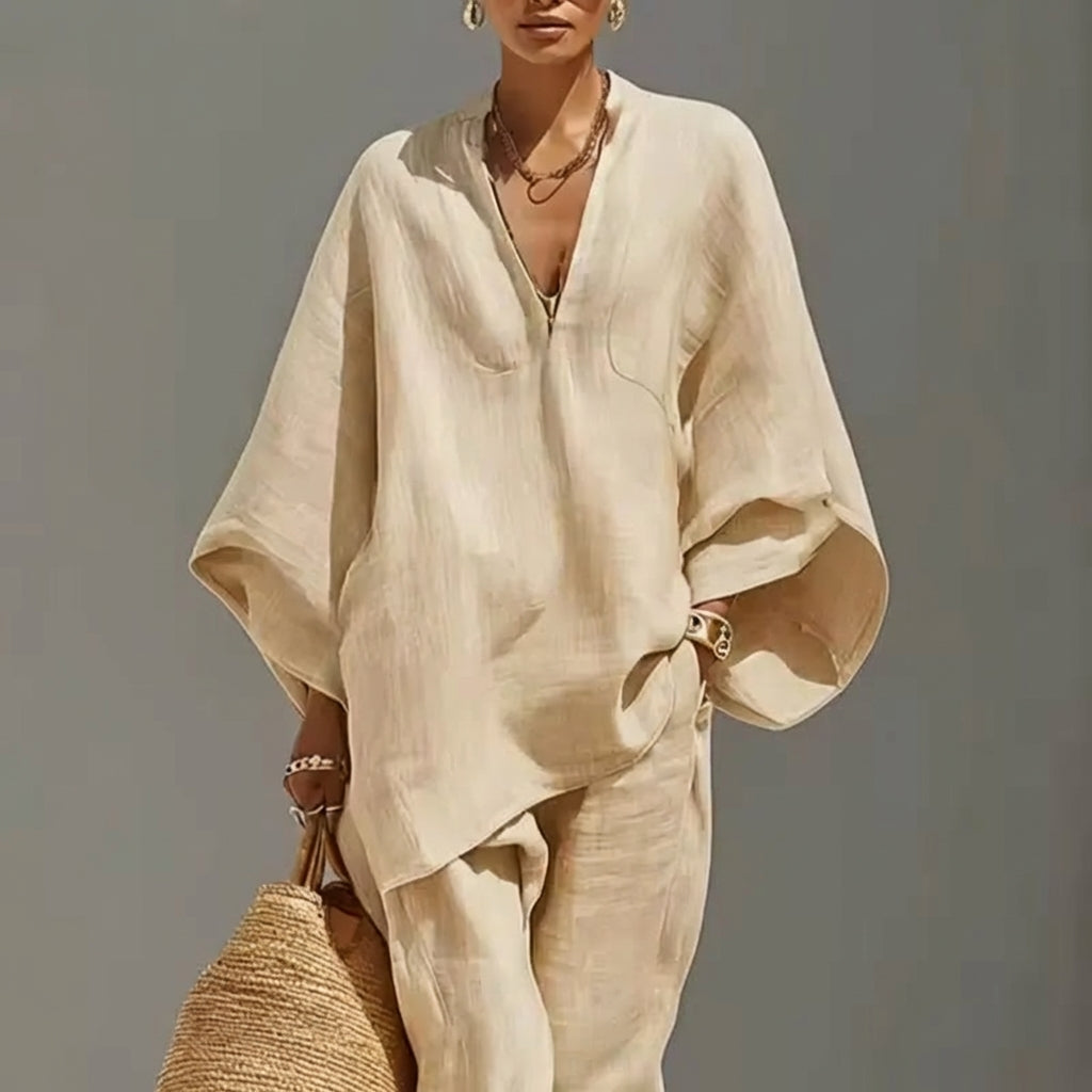 Marina | Completo due pezzi casual da donna con scollo a V