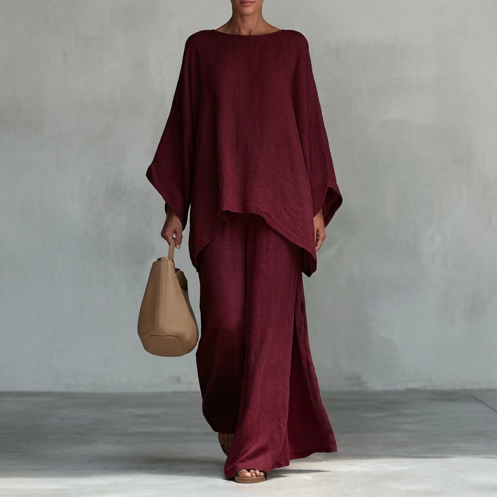 Cristina | Completo due pezzi con maniche lunghe e pantaloni a gamba larga