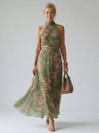 Mirella | Abito midi con scollo all'americana e arricciature