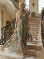 Mirella | Abito midi con scollo all'americana e arricciature