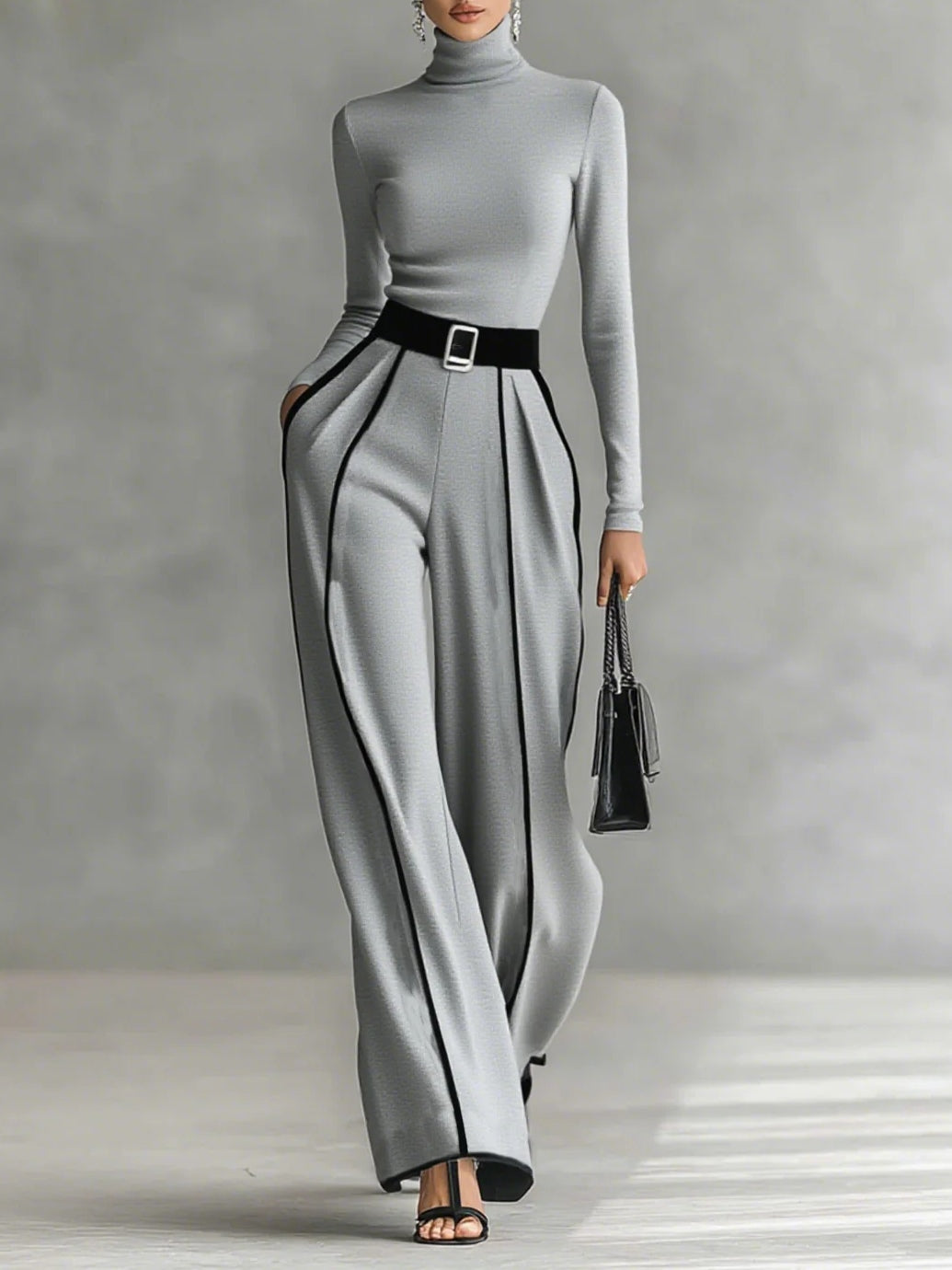 RENATA | COMPLETO CON MAGLIONE A COLLO ALTO E PANTALONI ELEGANTI