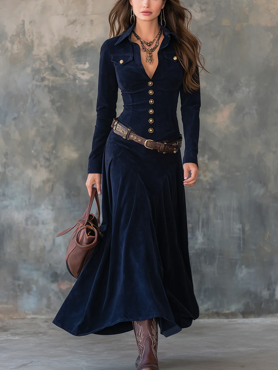 MARTINA | ABITO LUNGO VINTAGE CON TASCHE